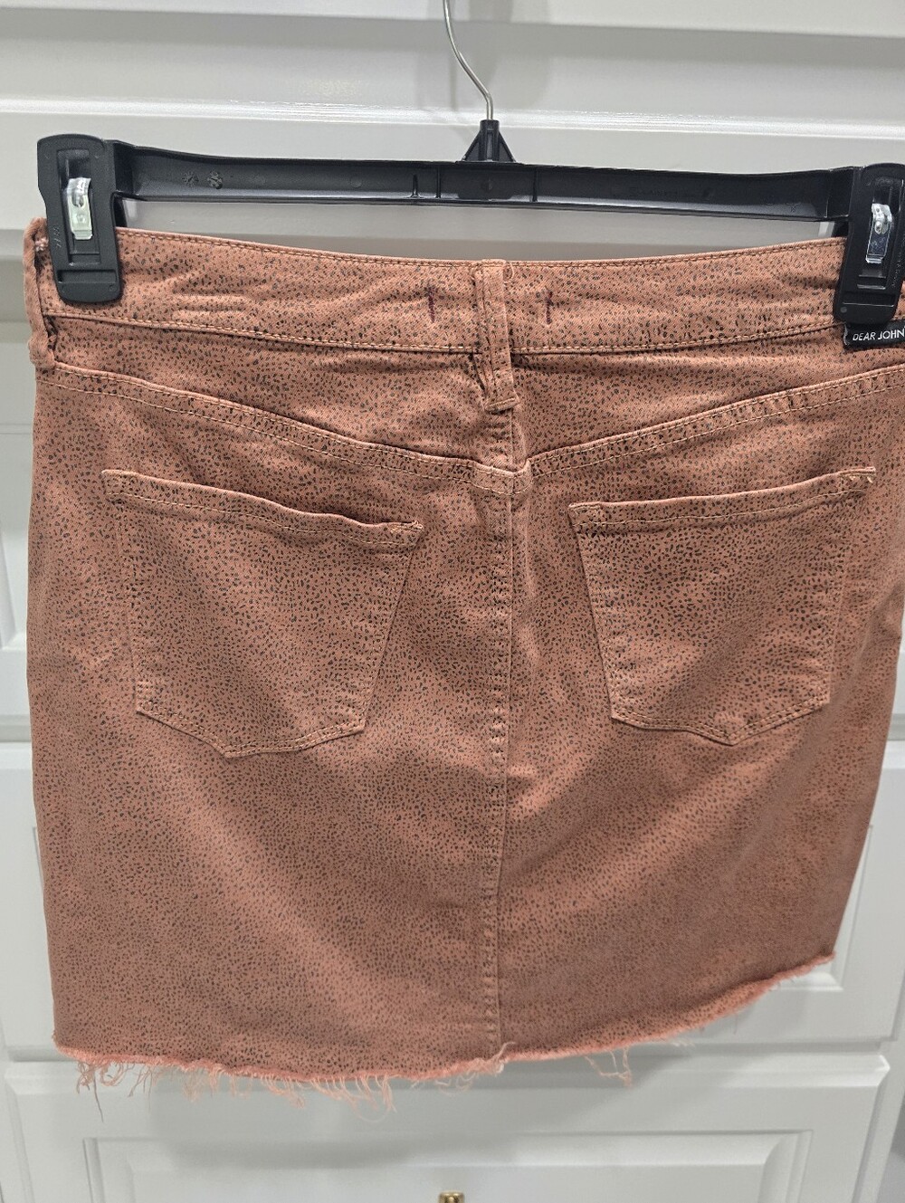Dear John Pink Speckled Denim Mini Skirt Raw Hem Size 28 - Picture 4 of 5